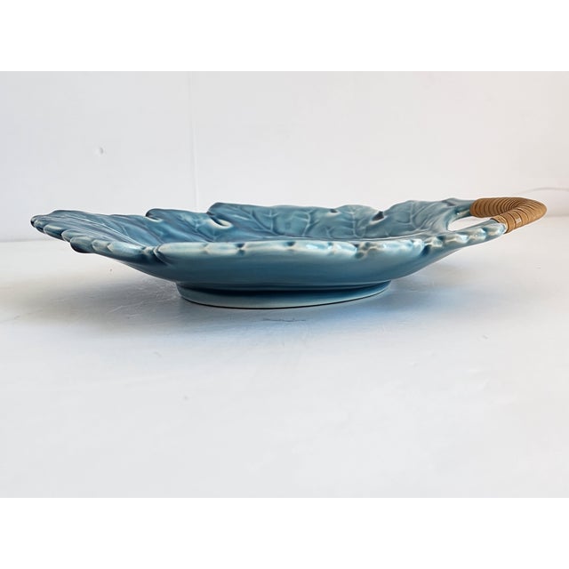 Cerulean Vintage Mid-Century Century Majolica Leaf Plates - Set of 7 For Sale - Image 8 of 12