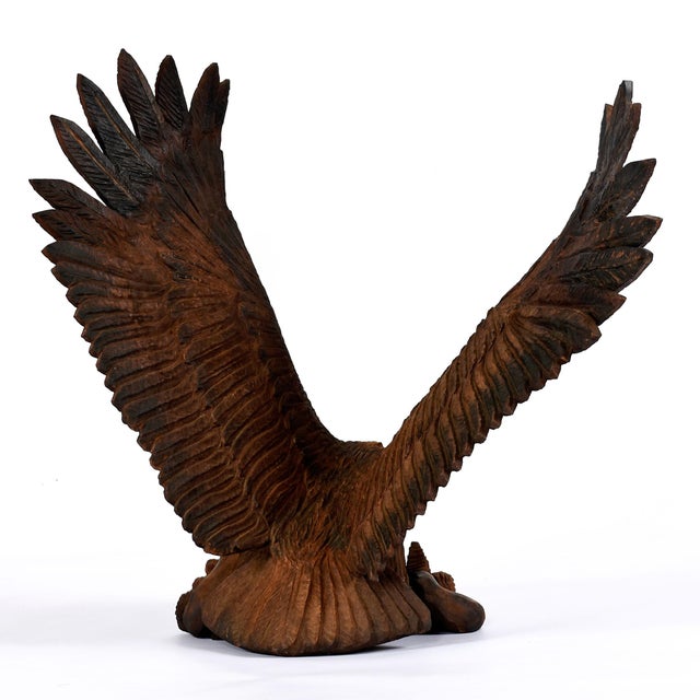 Brown Monumental Hand-Carved Redwood Eagle With Serpent, American Folk Art, 1960's For Sale - Image 8 of 10