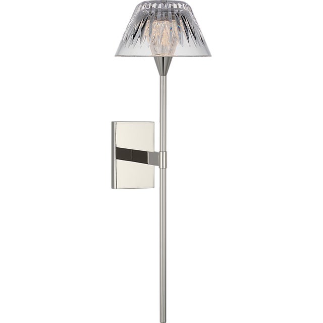 Waterford for Visual Comfort Signature Blaze 19" Tail Sconce in Polished Nickel with Clear Crystal For Sale