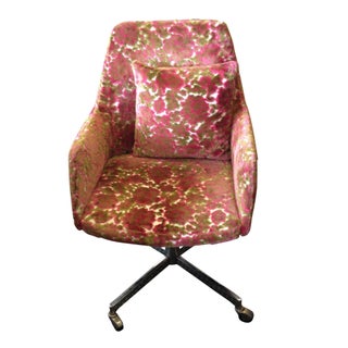 Mid-Century Swivel Rolling Chair with Pillow For Sale