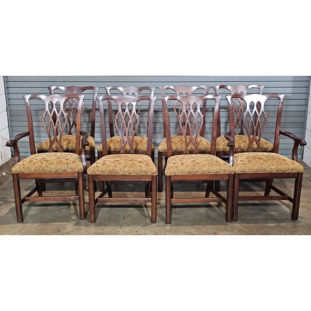 Store Item: Set of 8 Councill Chippendale Style Solid Mahogany Dining Chairs made in North Carolina. Description: Set...