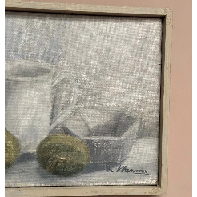 Main Klarmo‑kärred, Jug, Bowl and Fruits, 1961, Oil Painting on Canvas, Framed For Sale - Image 4 of 18