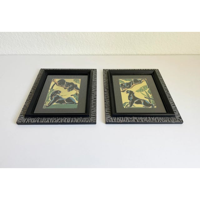 Mid 20th Century 1950s Panther Jungle Prints by Locke, Framed - Pair For Sale - Image 5 of 8