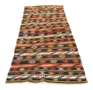 1970s Rustic Style Handmade Oushak Turkish Kilim Runner Rug