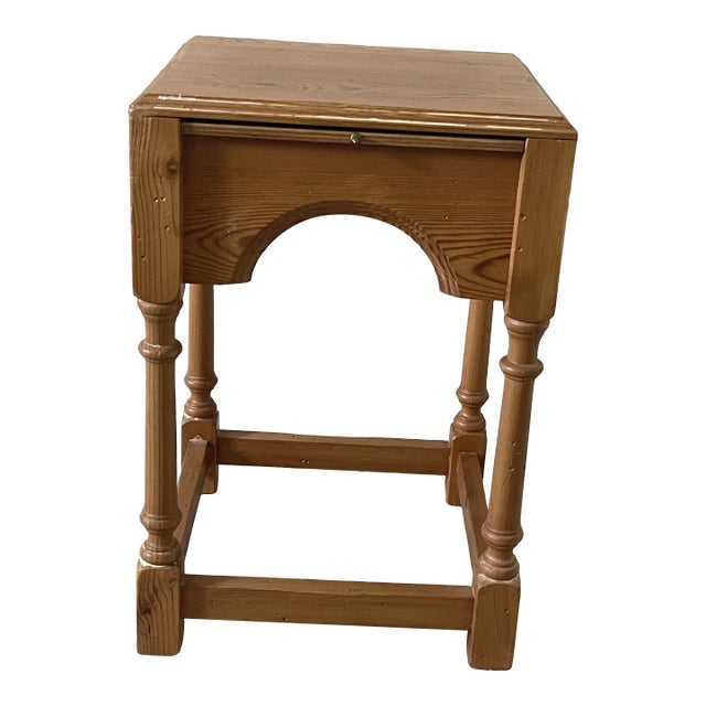 1980s Pine Side Table with Pull Out Trays For Sale