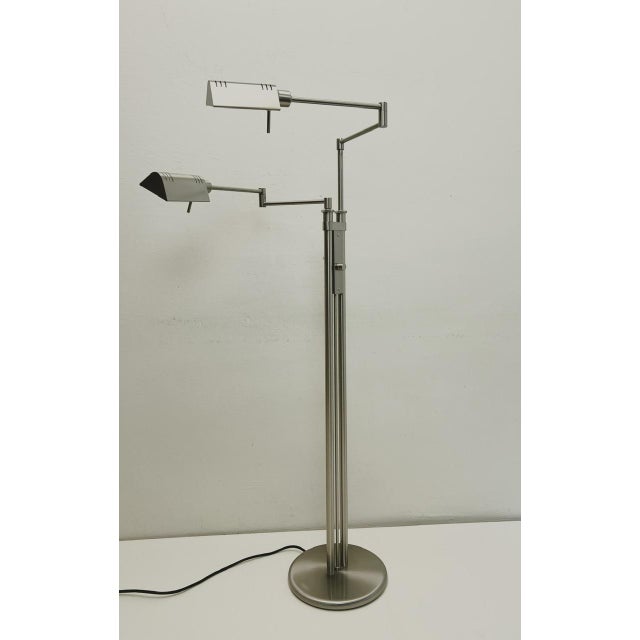 2-Arm Swing Twin Reading Floor Lamp from Holtkotter Leuchten, 1980s For Sale - Image 15 of 18