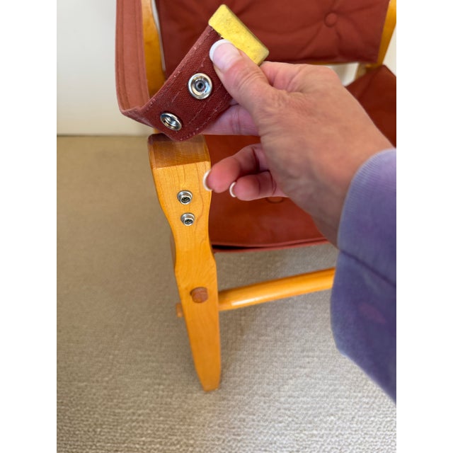 Mid-Century Modern Vintage Gold Medal Safari Sling Lounge Chair Attributed to Douglas Easlett/Arne Norell For Sale - Image 3 of 12