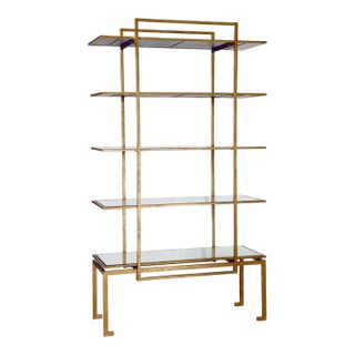 Villa & House Anton Etagere - Gold Leaf With Mirrored Shelves 88"h For Sale
