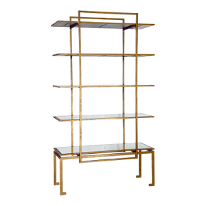Villa & House Anton Etagere - Gold Leaf With Mirrored Shelves 88"h