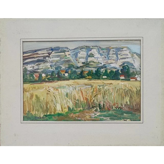 Paper Harry Urban, Au pied des montagnes, Watercolor on Paper For Sale - Image 7 of 12