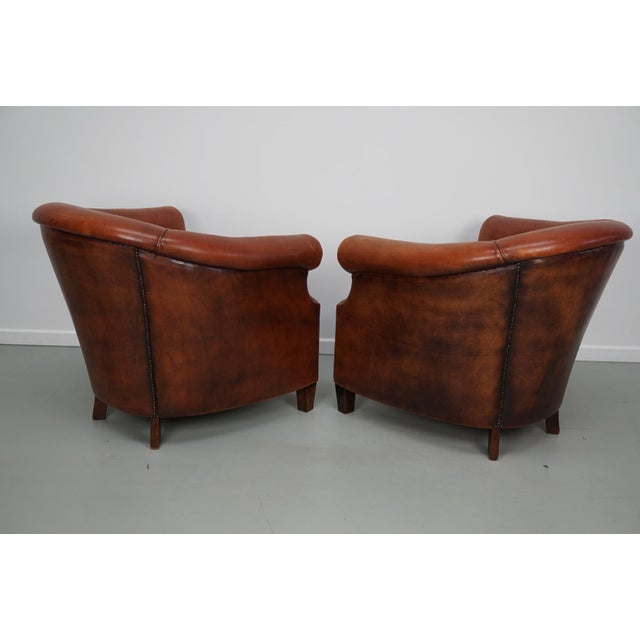 Brown Vintage Dutch Cognac Leather Club Chair, 1970s, Set of 2 For Sale - Image 8 of 18