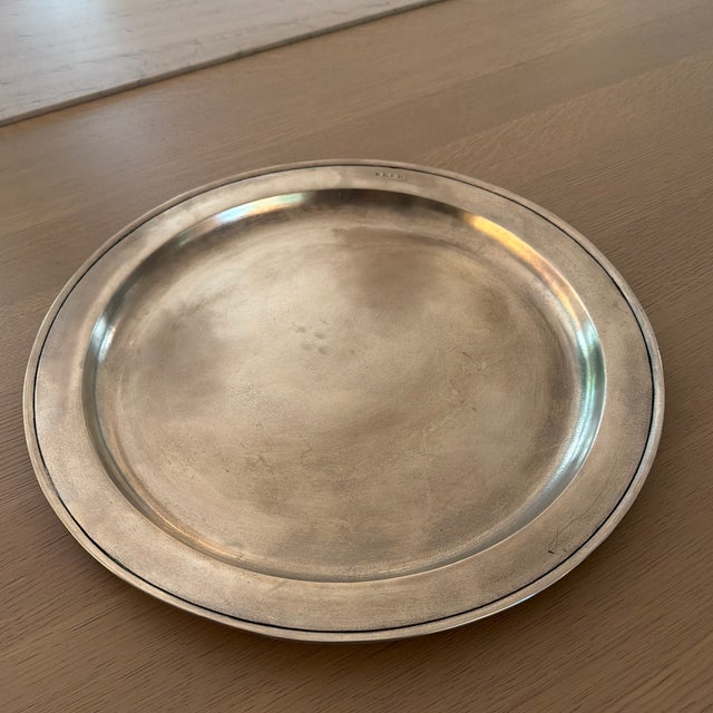 Large Handmade Round Pewter Platter by Match 1995 For Sale - Image 10 of 11