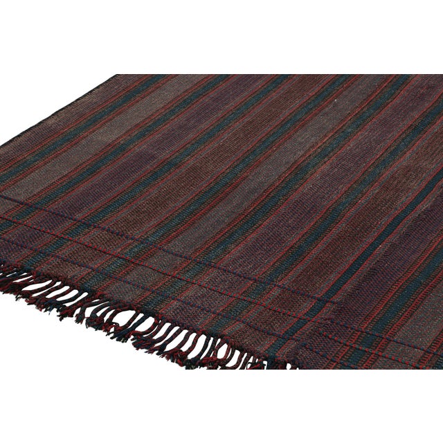 Traditional 1950s Vintage Persian Kilim in Purple, Red and Blue Stripes, From Rug & Kilim For Sale - Image 3 of 7