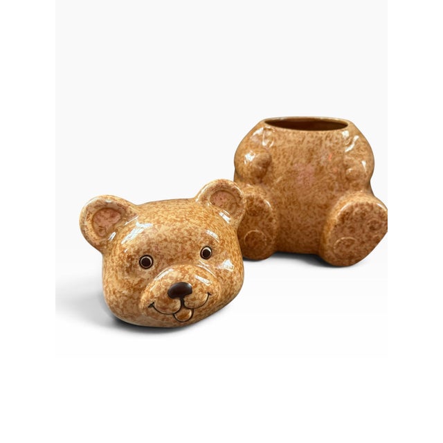 Vintage Avon Speckled Teddy Bear Cookie Jar, Ceramic, 10.5" For Sale In Portland, ME - Image 6 of 8