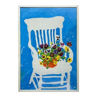 "White Chair" Still-Life Gouache and Pencil Sketch by John Botz For Sale