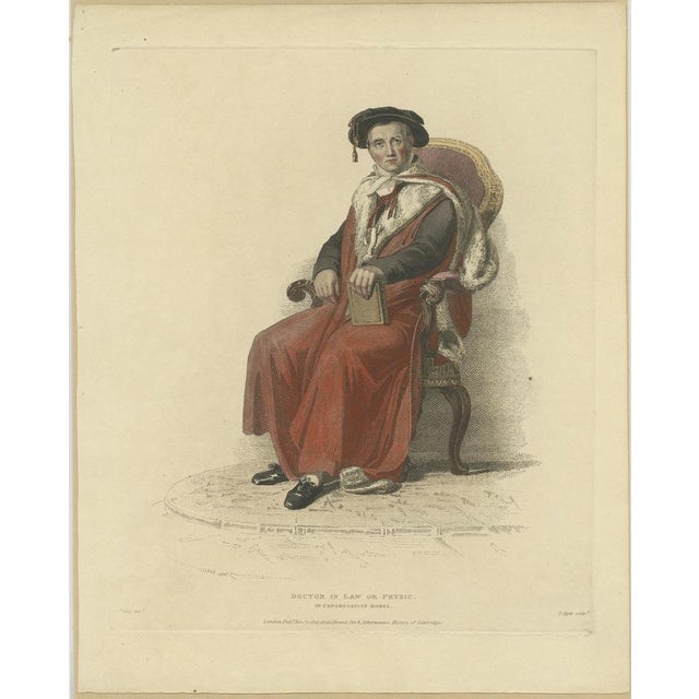 Antique print titled 'doctor in law or physic, in congregation robes'. Portrait of dr e.d. Clark made after a drawing by...