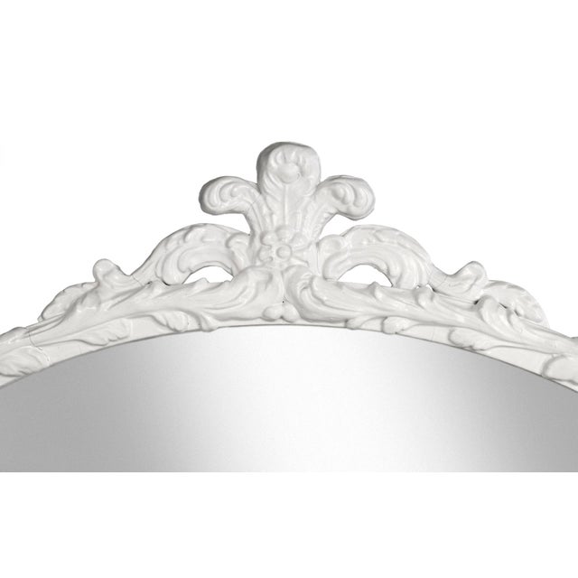 1920s Vintage Oval Mirror Floral Frame and Crown For Sale - Image 5 of 5