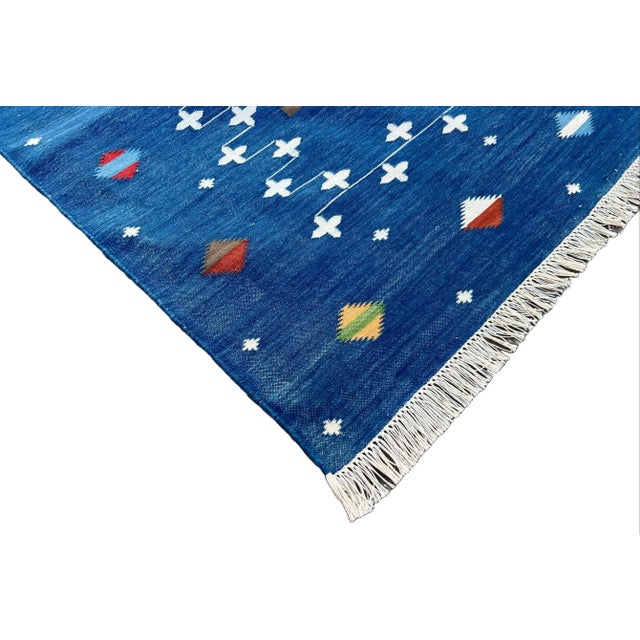 Not Yet Made - Made To Order Handmade Cotton Denim Blue Shooting Star Runner Rug, Vegetable Dyed Dhurrie Runner -2.5'x8' For Sale - Image 5 of 10