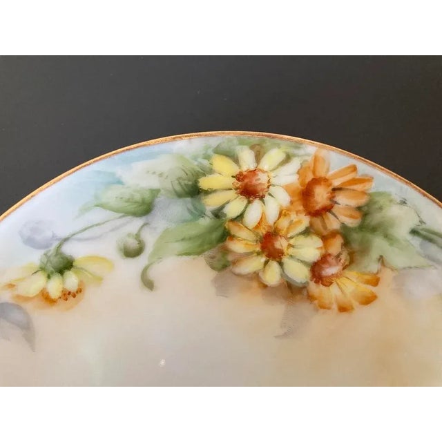 Antique German Porcelain Daisies Design Gold Rim Dish or Plate by Thomas Sevres Bavaria For Sale In New York - Image 6 of 12