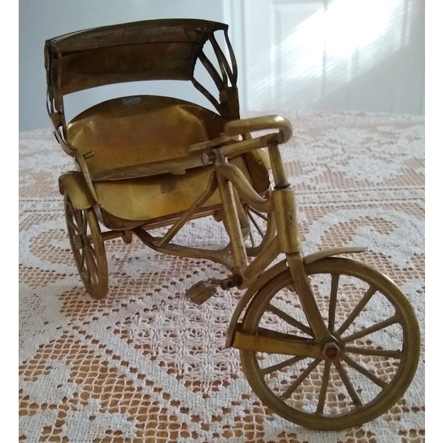 Vintage Brass Rickshaw Model For Sale - Image 4 of 7