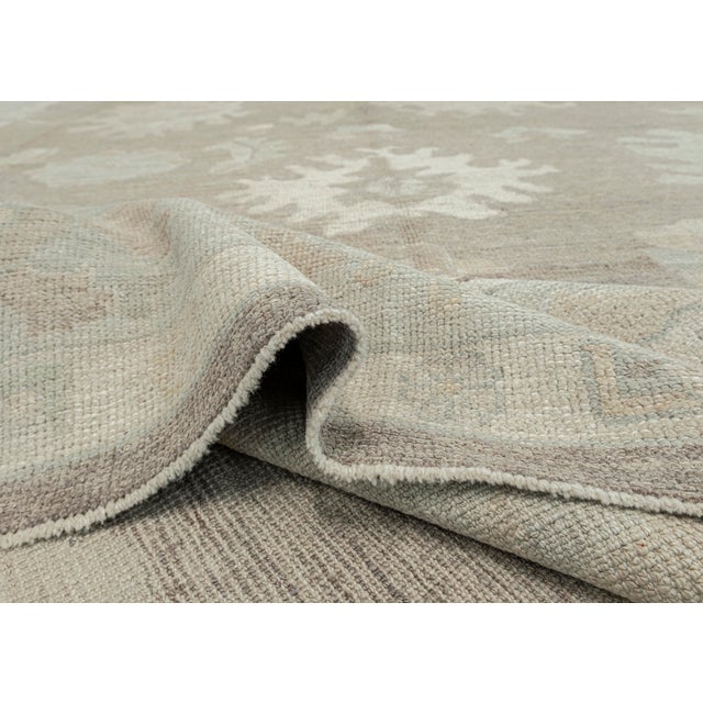 Turkish Oushak Rug Taupe and Sage Green Handwoven Wool Rug 10'8" X 14'2" For Sale - Image 9 of 10