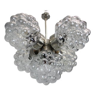 Bubble Glass Chandelier attributed to Kamenický Šenov, Czechoslovakia, 1970s For Sale