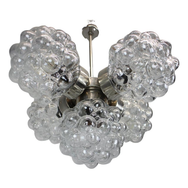 Bubble Glass Chandelier attributed to Kamenický Šenov, Czechoslovakia, 1970s For Sale