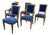 Heritage Neoclassical Blue Velvet Dining Chairs, Set of Six For Sale