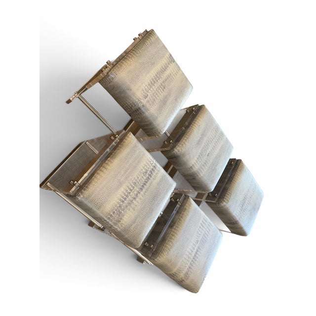 Discontinued Vanguard Furniture "Thayer" Acrylic & Faux Python Stools - Set of 5 For Sale In West Palm - Image 6 of 7