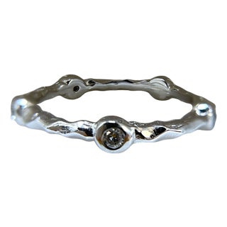 Textured 14k Gold Ring With 0.15 TCW Dazzling Diamonds, Size 6.5 For Sale