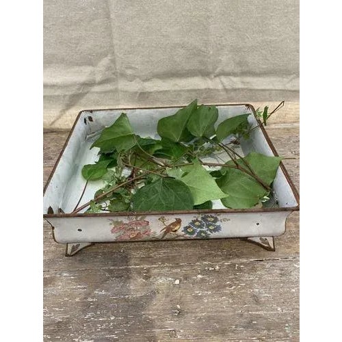 Paint Antique French Enamel Drainer with Bird and Flower Decoration, 1890s For Sale - Image 7 of 8