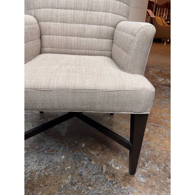2010s Hickory White Channel Tufted Lounge Armchairs, Pair For Sale - Image 5 of 12