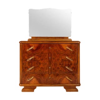 Art Deco Burl Walnut Dresser with Mirror from Gaetano Borsani, 1920s For Sale