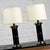 Late 20th Century Late 20th Century Hollywood Regency Black & Brass Plated Column Table Lamps With Asian Finials a Pair For Sale - Image 5 of 12