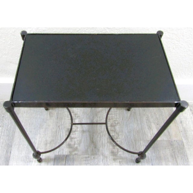Vintage Rectangular Bronze and Black Granite Top 18" Tall Drink Table For Sale - Image 4 of 18