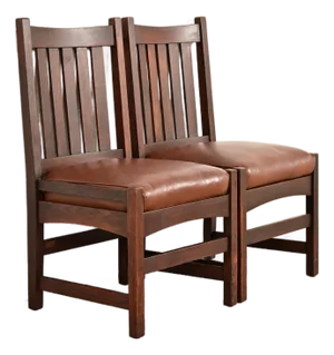 L. & J. G. Stickley Antique Mission Oak Arts & Crafts Side Chairs or Dining Chairs, Pair