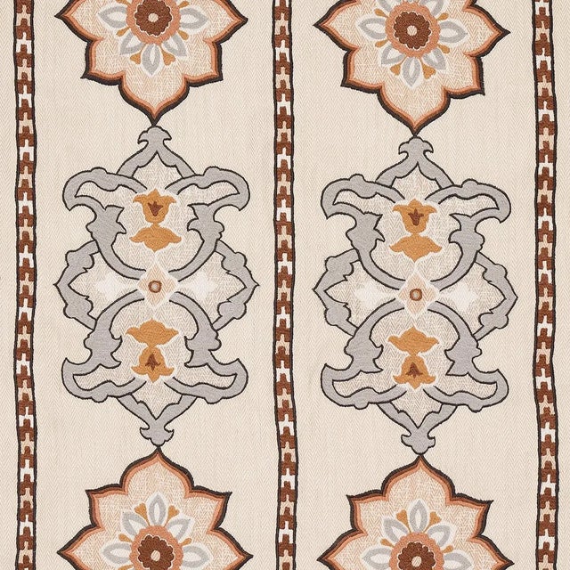 2020s Schumacher Temara Embroidered Print in Natural For Sale - Image 5 of 5