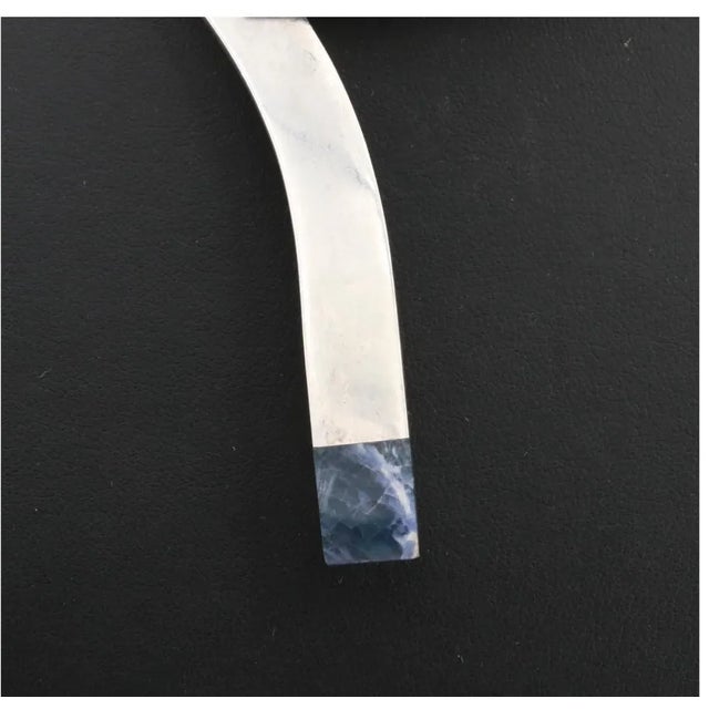 Modernist Mexican Sterling Blue Sodalite Hinged Collar Necklace For Sale - Image 4 of 6