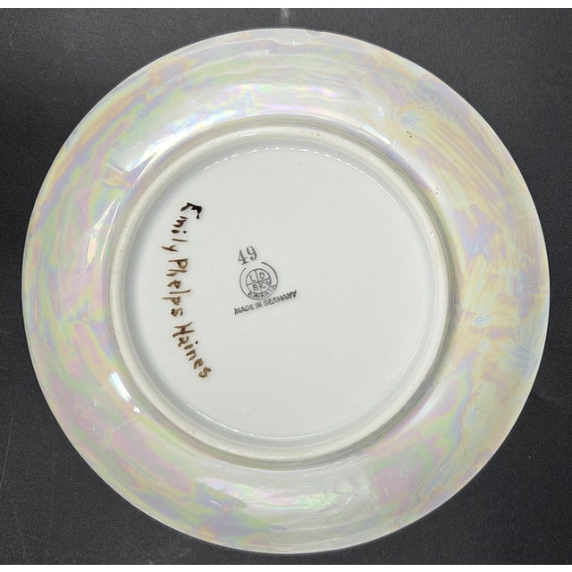 Antique Bavarian Porcelain Bouillon Bowl & Saucer, Hand-Painted Strawberry Motif, Double-Signed Set, Opalescent Lustre, l.d. Bloch & Co. Bavaria For Sale - Image 13 of 18