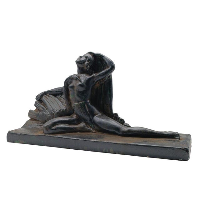 Patinated Terracotta Sculpture of Leda and the Swan by P. Roche, 1970s For Sale - Image 4 of 11