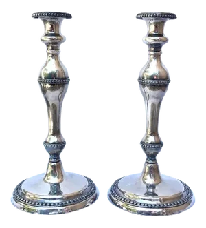 Antique Pair of Silver Plate Candlesticks 19th Century 12" Tall