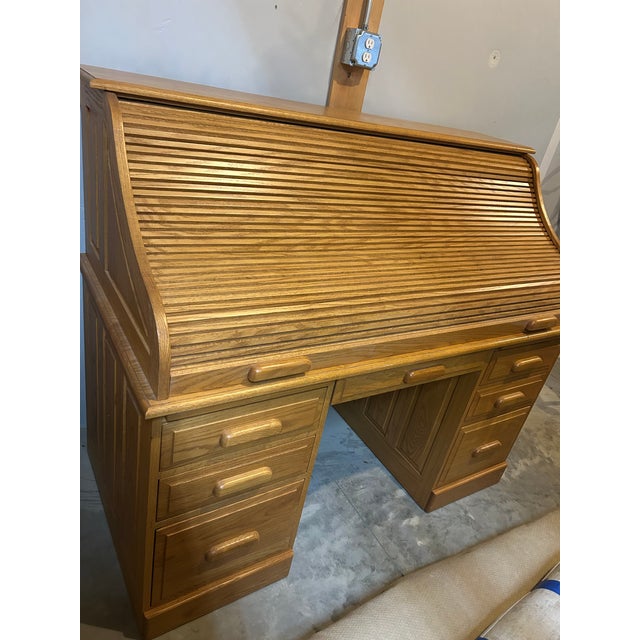 Brown Artisan Amish-Crafted Solid Wood Desk & Chair Set (Ohio, C. 2000) For Sale - Image 8 of 18