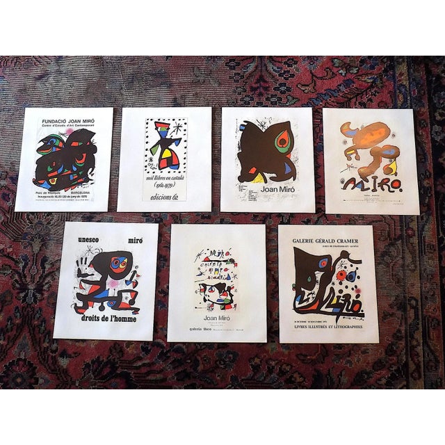 Paper Vintage Mid 20th C. Modern Joan Miro Abstract Lithographs - Set of 7 For Sale - Image 7 of 8