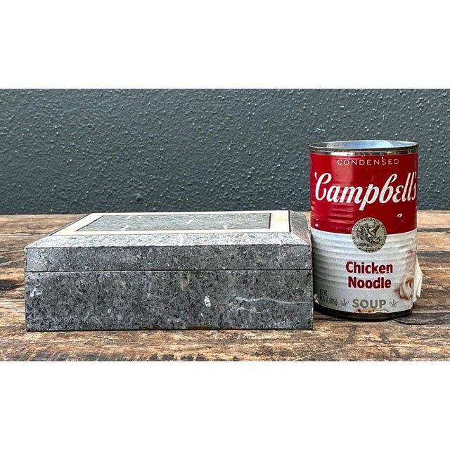 Gray Vintage Tessellated Stone Trinket Box For Sale - Image 8 of 12