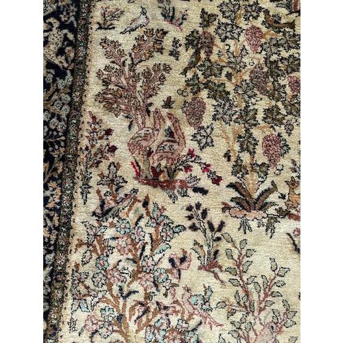 Beige Vintage Garden Design Silk Qom Rug, 1960s For Sale - Image 8 of 18