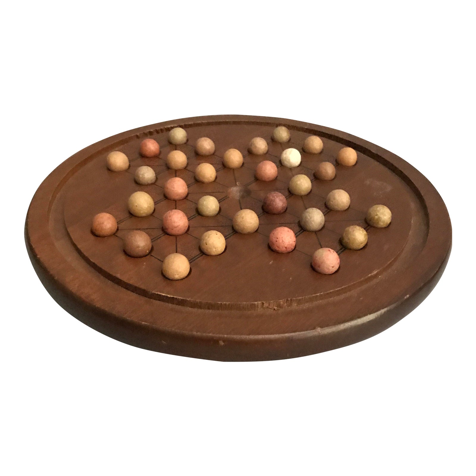 Antique English Solitaire Game With Clay Marbles Chairish