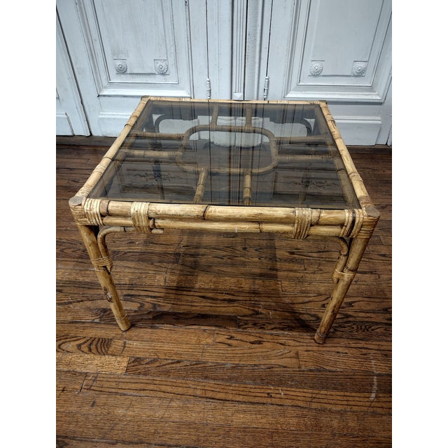 1960's Italian Bamboo & Glass Side Table Chairish