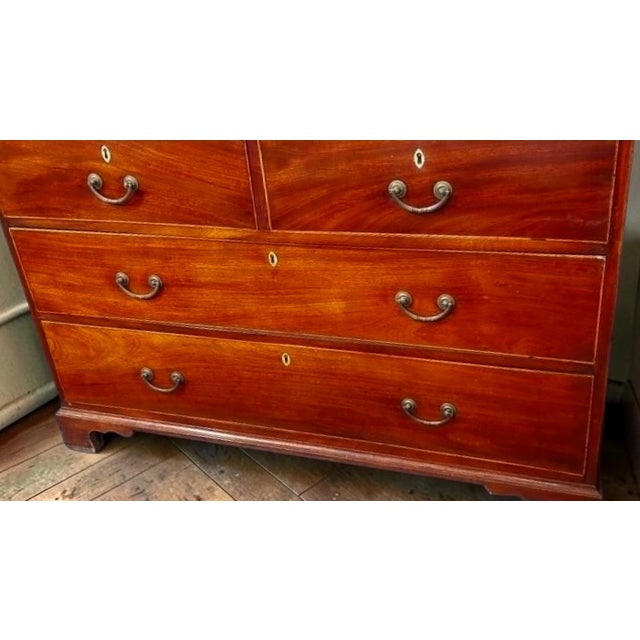 Antique 18c Flame Mahogany Inlaid Linen Press Armoire Cupboard For Sale - Image 4 of 4