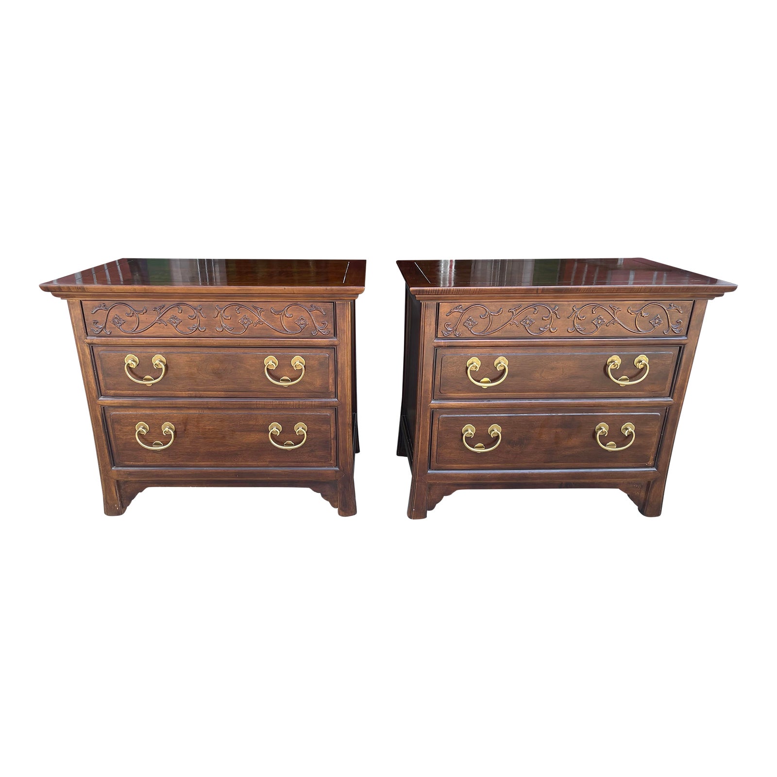 Carved Henredon Nightstands a Pair Villa Chairish
