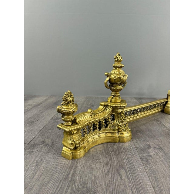 Late 19th Century Louis XVI Style Gilt Bronze Andirons, Set of 3, in Very Good conditions. Designed 1890 to 1919
